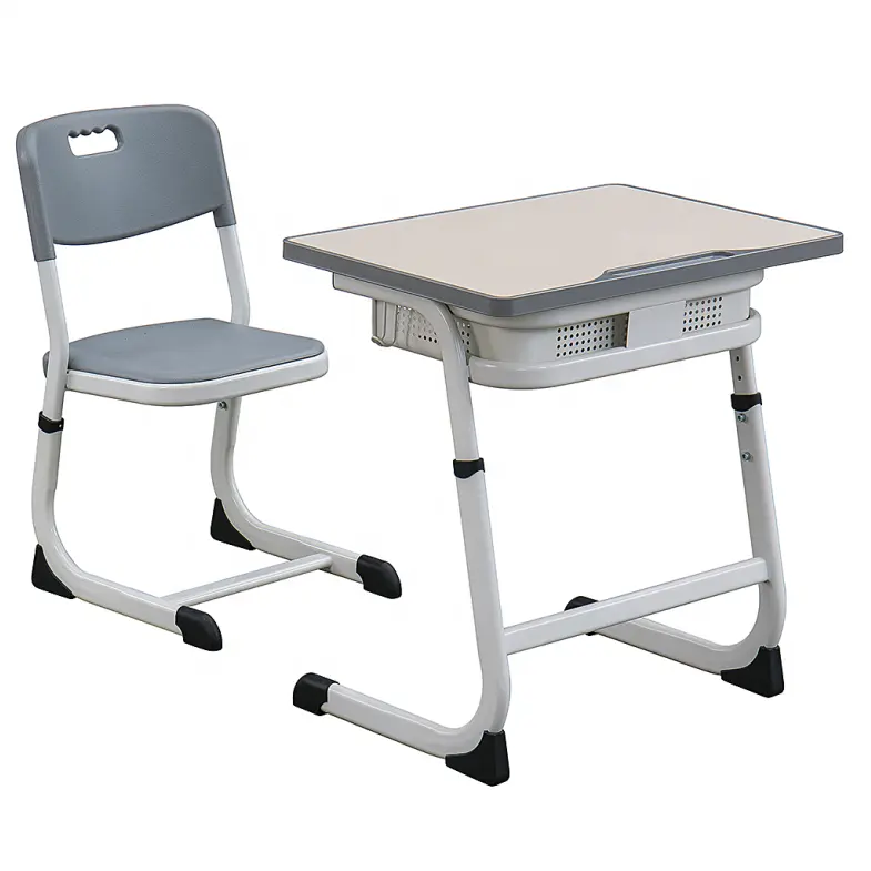 ריהוט בית ספר מתכת סט שולחן וכיסא לתלמידים מעץ שולחן וכיסא יחיד לתלמיד המיועד לתלמידי חטיבת ביניים