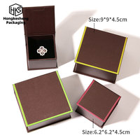 Boîte à bijoux en papier à couvercle rabattable, marron vintage, avec bordure contrastante, pour boucles d'oreilles et pendentifs, personnalisable en petites séries