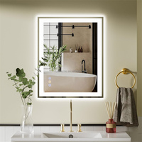 Miroir intelligent rectangulaire LED éclairé anti-buée rétroéclairé pour salle de bain, fixation murale, IP44