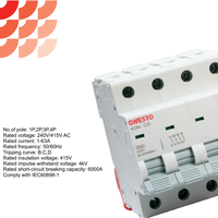 Disjoncteur ONESTO IEC60898 Standard C20 MCB, 4 pôles, 415V AC, 63A, 50A, 40A, 32A, 25A, 16A, 10A