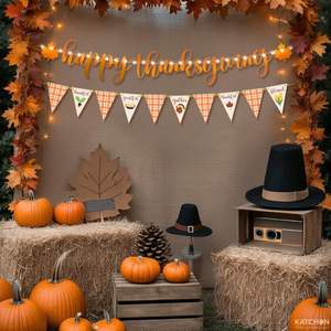 Striscione del ringraziamento felice luce a LED 10 piedi senza decorazioni per il ringraziamento illuminate da DIY decorazione all'aperto per la raccolta delle foglie d'acero - Product Image 5