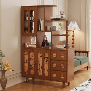 Mueble de entrada vintage Shulin, divisor de recibidor, mueble de madera multifuncional para sala de estar con puertas y cajones - Product Image 2