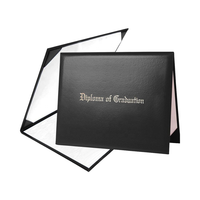 Carpeta Porta Certificados A4 con Logotipo Personalizado, Cubierta Protectora para Certificados, Cubierta de Cartón PU Negra para Diplomas y Documentos Escolares