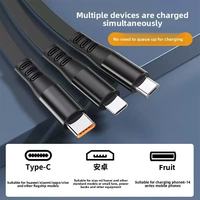 Câble de charge USB rétractable trois un 100W 1.2m veste TPE en alliage d'aluminium 5A charge rapide pour téléphone portable et iPhone