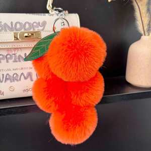 Cute Soft Eco-Friendly Plush Grape <b>Bag</b> Charm-Fluffy Customized Color Keychain for Car <b>Key</b> <b>Ring</b> & Purse Pendant - Product Image 4