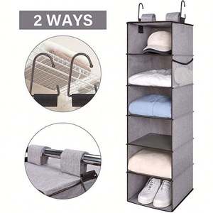 Custom Manufacturer Foldable 6-Layer Closet Organizer Non-Woven Fabric Storage <b>Wardrobe</b> Clothing Square Hanging PP <b>Drawers</b> - Product Image 3