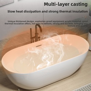 Hiện đại sang trọng 1.5m trắng freestanding hình bầu dục Acrylic ngâm bồn nhựa bề mặt rắn drainer Hot Bán - Product Image 3