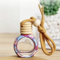 Vide 10ml coloré polymère argile voiture verre bouteille de parfum suspendu désodorisant huile essentielle diffuseur bouteille pendentif couvercle en bois