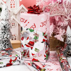 Yarcony Christmas <b>Wrapping</b> <b>Paper</b> Roll 17 In X 33 Ft Double Side Reversible Santa Theme Gift Wrap For Holiday Crafting - Product Image 4