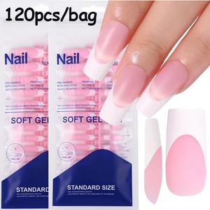 120 Uds puntas de <span class=keywords><strong>uñas</strong></span> francesas de diamante de Ballet cuadrado desnudo Rosa <span class=keywords><strong>Blanco</strong></span> prensa falsa en las <span class=keywords><strong>uñas</strong></span> brillante cubierta completa <span class=keywords><strong>uñas</strong></span> postizas largas - Product Image 5