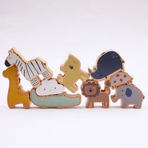 Disegno colorato simpatico animale altalena <span class=keywords><strong>montessori</strong></span> attività in legno impilamento equilibrio costruzione gioco giocattolo per bambini festa di compleanno regalo - Product Image 2