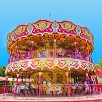 Manèges de fête foraine pour parcs d'attractions, carrousel double étage classique de luxe en fibre de verre et acier, intérieur/extérieur, avec éclairage LED, à vendre