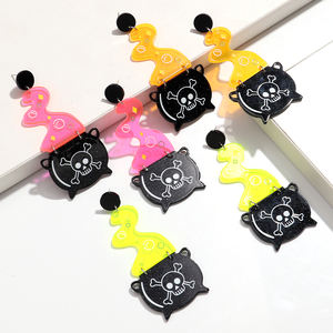 2025 nouveauté personnalisé néon pendentif haute qualité acrylique drôle crâne toxique gaz boucles d'oreilles pour les femmes - Product Image 3