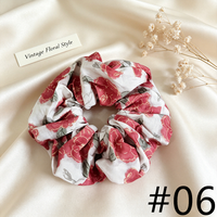 Scrunchie en coton floral vintage, élastique doux pour cheveux, personnalisation possible, accessoires pour cheveux