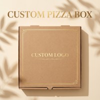 Boîte à pizza haut de gamme en carton ondulé avec estampage à chaud personnalisé en feuille d'or, pelliculage mat et logo d'emballage alimentaire en papier kraft de luxe
