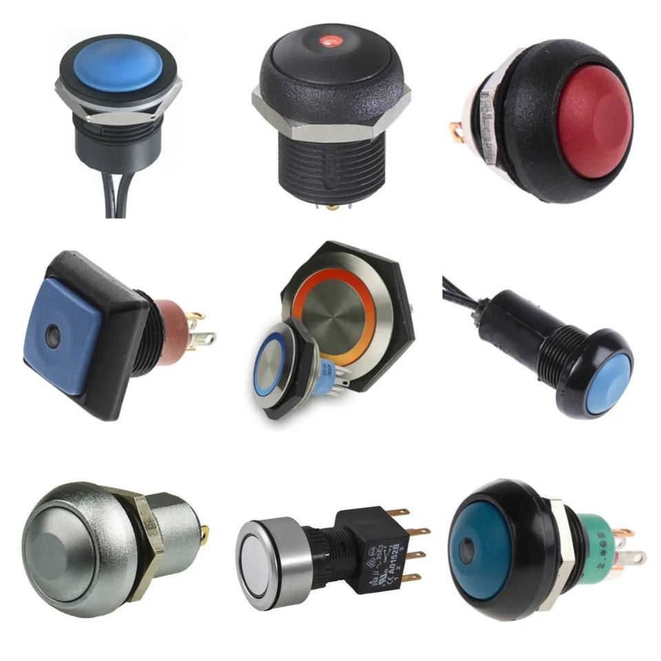IBR3SAD7/100 Miniature Push Button Switch Momentary Panel Mount 12.2mm ...