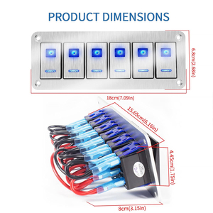 Panel sakelar Rocker 2 hingga 6 Gang sakelar Panel Universal aluminium perahu otomatis 12V 24V tahan air LED biru untuk mobil laut - Product Image 5