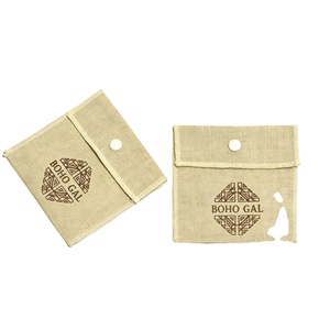 Pochette à bijoux en coton et lin naturel écologique, personnalisable avec fermeture à bouton - Product Image 5