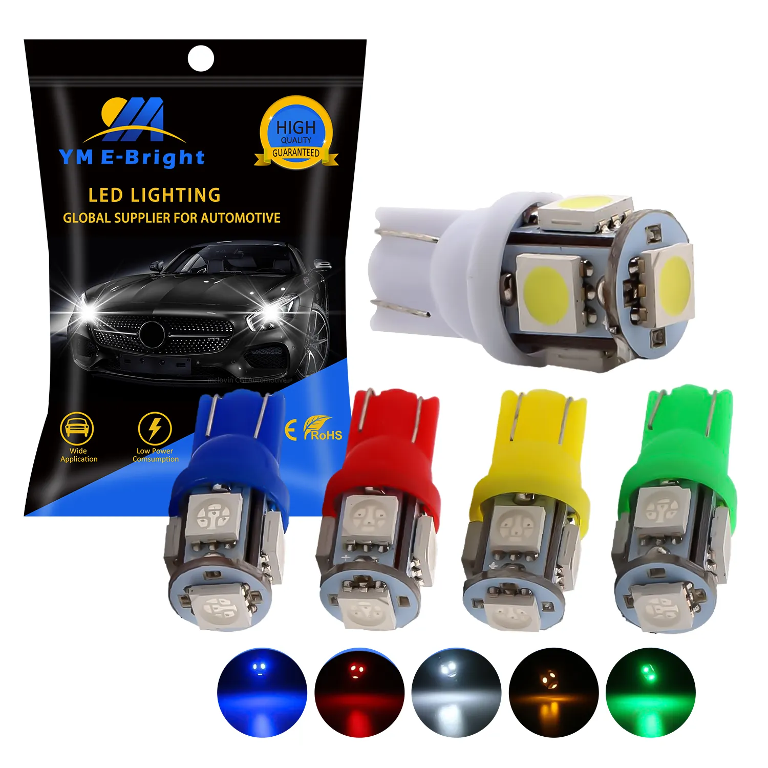 Luz automática do carro, luzes led do painel interior do carro 12v 194 t10 5050 5smd