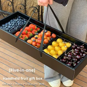 IMEE Scatola Regalo Rettangolare di Alta Gamma per Frutta, Fragole, Ciliegie, Mango, Confezione Dolce con Manico in Rosso e Nero - Product Image 3