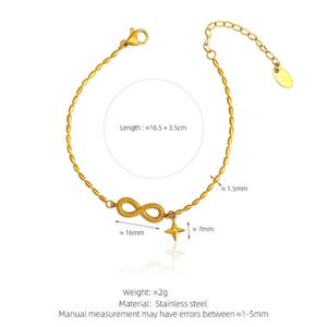 Pulseras de Cadena de Acero Inoxidable al por Mayor para Mujer, Pulseras y Brazaletes con Símbolo de Infinito Chapados en Oro de 14k y 18k para Mujer - Product Image 6