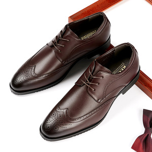 Elegant High Quality Men's Brogue Derby Shoes Comfortable Soft Insole with <b>Pointed</b> Toe Vintage-Style Wedding Shoes - Product Image 2