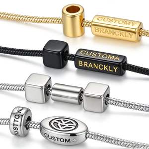 ลูกปัดสแตนเลสสตีลแบบกำหนดเอง พร้อมโลโก้ตามสั่ง อุปกรณ์เสริมสำหรับทำเครื่องประดับ DIY ลูกปัดแบบมีรูเจาะ - Product Image 1