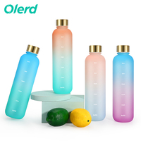 Botella de Agua Transparente de Plástico de 1000 ml con Escala de Graduación, Vaso de Agua de PP con Color Degradado para Deporte