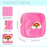 Trousse de Maquillage Brodé en Tissu Éponge, Sac de Toilette Portable et Imperméable, Sac de Rangement Carré Multifonctionnel – Accepte les commandes OEM et ODM