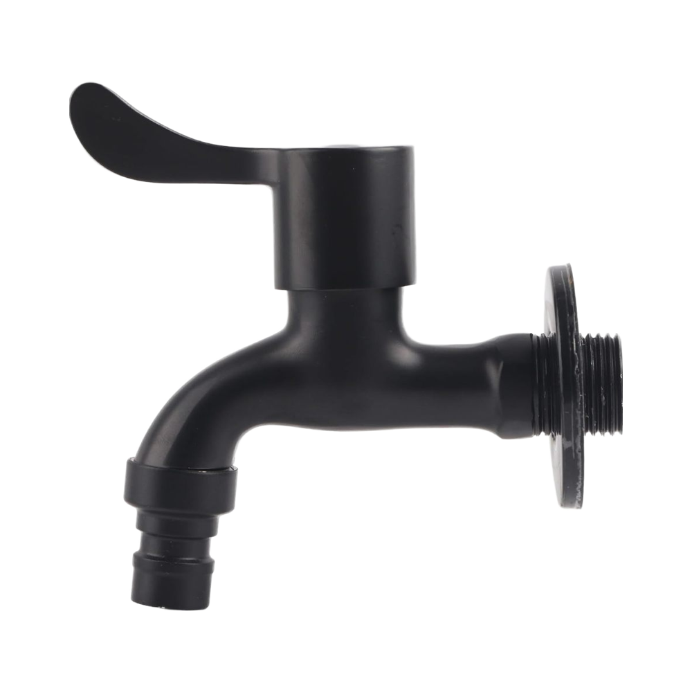 Black Steel Wall Mount Faucet Outdoor Water Tap for Balcony Garden Bibcocks for Washing Machine