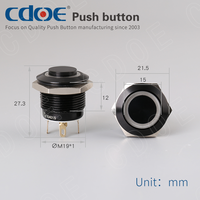 Interrupteurs CDOE CE CCC Rohs 19 mm à bouton-poussoir éclairé, coque noire en alliage d'aluminium, borne à broches, commande de panneau robotique, 5A