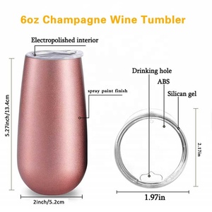 Gobelet avec Logo personnalisé, 6oz, en acier inoxydable, carafe à champagne, en vrac, vente en gros, usine, - Product Image 2