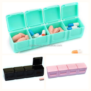 Fabriek Custom Mini Draagbare 4 Compartimenten Dikke Effen Kleur Pil Vitamine Box Organizer Vochtbestendige Geneeskunde Opbergdoos - Product Image 4