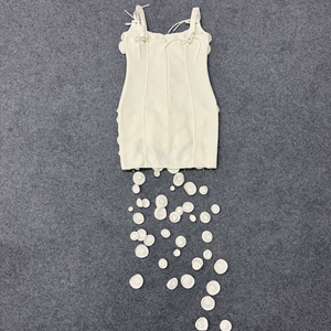 Nuovo Arrivo Moda <span class=keywords><strong>Donna</strong></span>: Abito Estivo <span class=keywords><strong>Sexy</strong></span> Aderente con Fiori 3D e Nappe, Mini Abito Fasciante Casual da Festa - Product Image 5