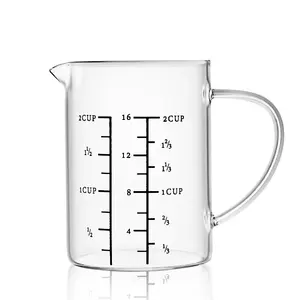 एस्प्रेसो शॉट चश्मा मापने कप गिलास दूध कॉफी उपाय कप संभाल के साथ उभरा कांच मापने कप