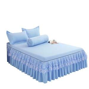 Stile europeo e americano tinta unita principessa pizzo gonna tre pezzi Set lenzuola 100% poliestere - Product Image 3