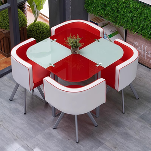 Kính bàn ăn và Ghế bộ 4 cho nhà bếp nhỏ dinette <span class=keywords><strong>5</strong></span> mảnh đương đại Tempered kính vuông bàn và 4 ghế - Product Image 4