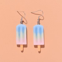 Pendientes de crema con bloques de color de primavera y verano, los más vendidos, con diseño de simulación de comida creativa transfronteriza, estilo hielo {Pendientes para mujer}