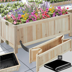 Caja de maceta de jardín duradera para el hogar al aire libre de madera cama de jardín elevada con capacidad de 30L en <span class=keywords><strong>abeto</strong></span> Natural con marco plegable versátil - Product Image 2