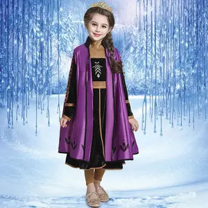 Bộ 3 Chiếc Váy Công Chúa Anna Elsa Với Áo Choàng Trẻ Em Thanh Lịch Trang Phục Cosplay Cho Bé Gái
