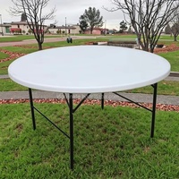 Table rectangulaire pliable en plastique HDPE de 72 pouces de diamètre pour banquet