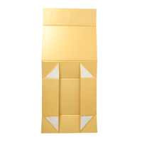Boîte cadeau magnétique pliable rectangulaire dorée avec ruban en satin et nœud, logo personnalisé, emballage de luxe haut de gamme