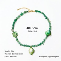 Collier avec pendentif en coquillage et perles de pierre naturelle couleur dopamine, chaîne de clavicule tendance et unique pour femme