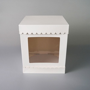 Clear Cake Packing Box Custom <b>Bakery</b> <b>Boxes</b> White With Window 12 Inch Plain Base and Lid Cake Box - Product Image 1
