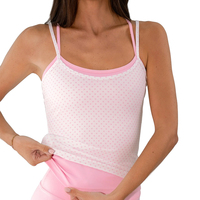 Nouveau débardeur de sport pour femme à col carré, double couche, à pois, respirant, dos croisé, pour la course et le yoga, fabrication OEM ODM