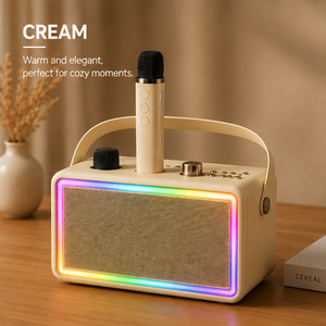 Machine de karaoké <span class=keywords><strong>SP500</strong></span>, haut-parleur de karaoké portable sans fil avec 2 microphones, 4 modes LED avec musique - Product Image 1