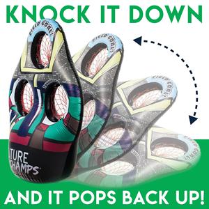 Juego de Fútbol Inflable con Objetivo de 3 Agujeros, 2 Balones y Bomba, Juguete Deportivo Portátil para Interiores y Exteriores para Niños y Adultos - Product Image 3