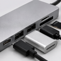 Hub USB-C 6 ports 4K pour station d'accueil avec chargement USB 2.0 PD pour téléphone, lecteur de carte SD/TF, en alliage d'aluminium