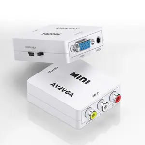 Vente en gros 1080P Mini VGA2AV convertisseur vidéo adaptateur VGA vers RCA convertisseur de média Audio vidéo vga vers convertisseur de câble av