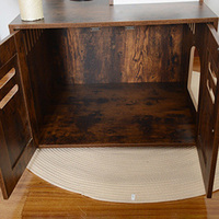 Arbre à chat 2-en-1 rustique marron en bois, grand format, moderne, pour intérieur, avec enclos pour litière, panier, griffoirs et maisonnette pour animaux